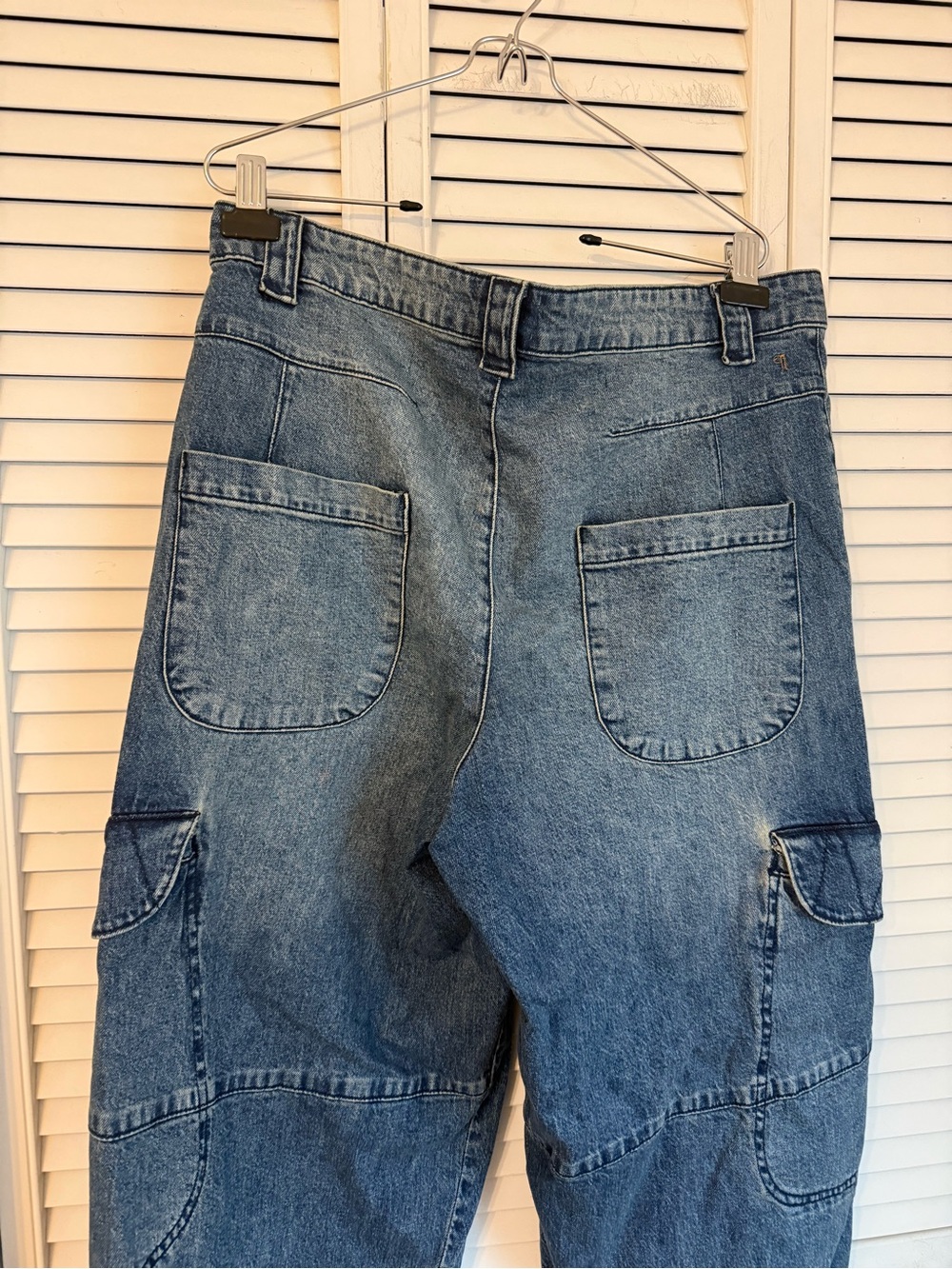 Pilcro Anthropologie Barrel Wide Leg Ankle Cargo Jeans Size 31 Carpenter Grunge - Picture 6 of 8